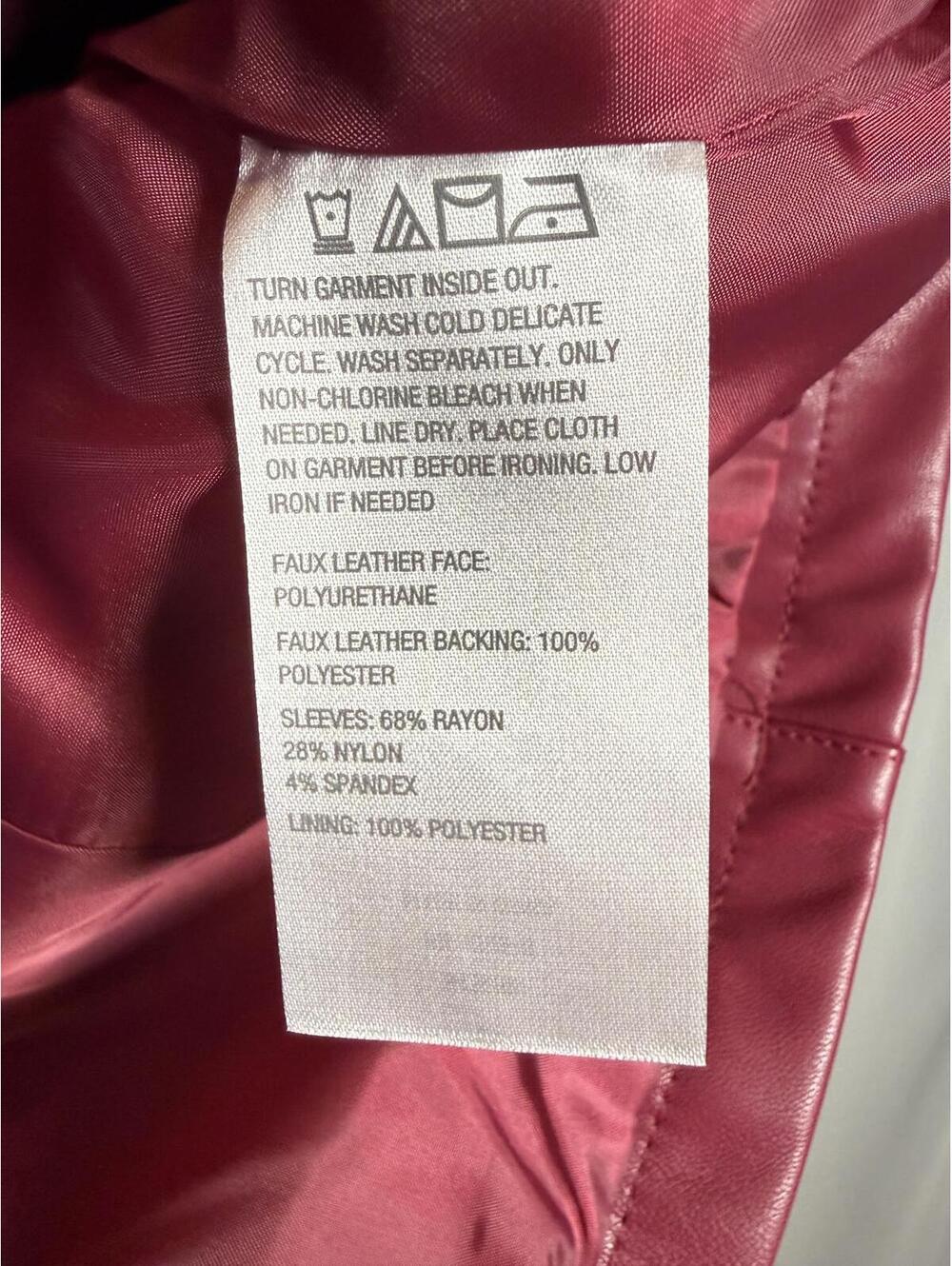 NWT Colleen Lopez Beaded Mesh Sleeve Faux Leather Moto Jacket Size Large - Picture 6 of 7